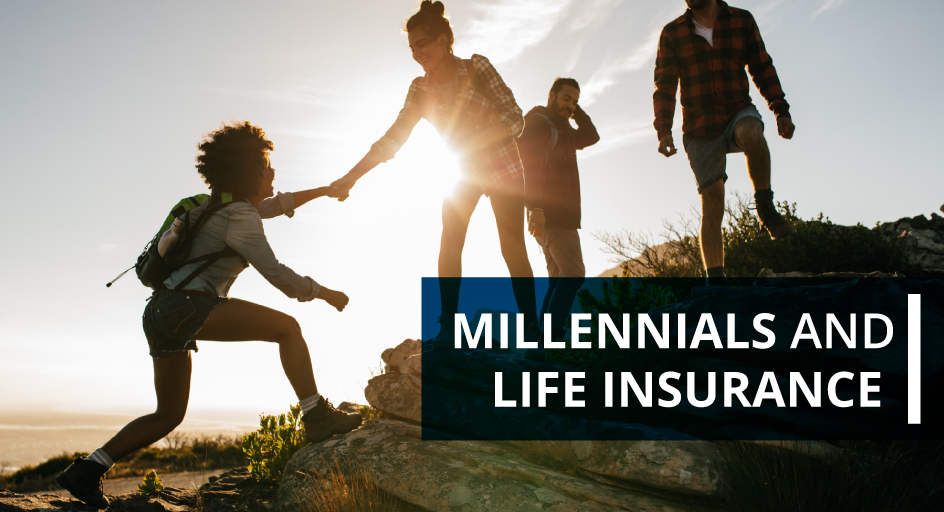 blog image of young adult millennials hiking; blog title: millennials and life insurance